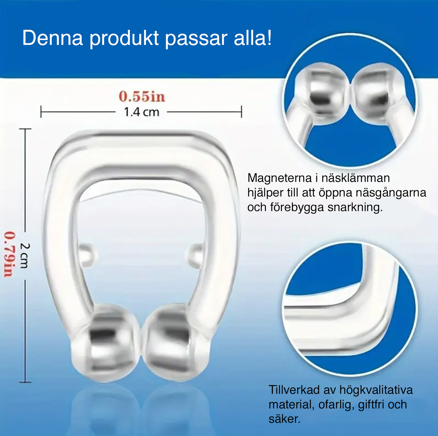 Magnetiska anti-snarknäsklämmor (5 st)